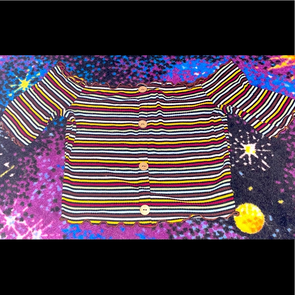 🤎❤️💛retro striped crop top🤍💙🤎